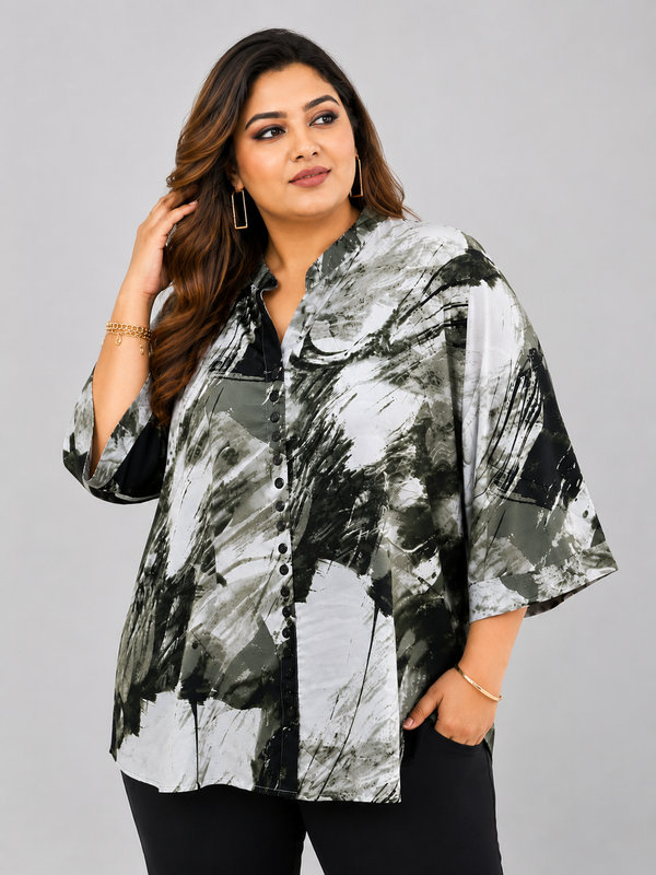 5XL Abstract Print Shirt for Women - PRAVtown
