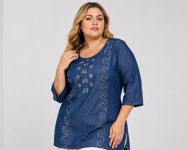 5XL Denim Tunic Top for Women - PRAVtown