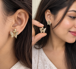 Load image into Gallery viewer, Anti-tarnish butterfly stud earrings in elegant gold-tone finish