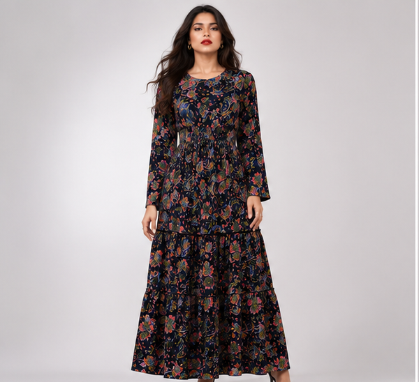 Black Tiered Maxi Dress Online - PRAVtown