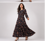 Load image into Gallery viewer, Black Printed Georgette Dress - PRAVtown