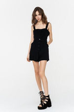 Load image into Gallery viewer, Buy Black sleeveless mini romper for women summer casual wear