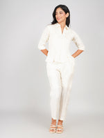 Load image into Gallery viewer, Buy Elegant Textured Ivory Off-White Top & Pant Co-ord Set for Women - PRAVtown