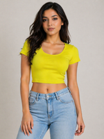 Load image into Gallery viewer, Buy Lime Yellow Criss-Cross Crop Top for Women Trendy Classy