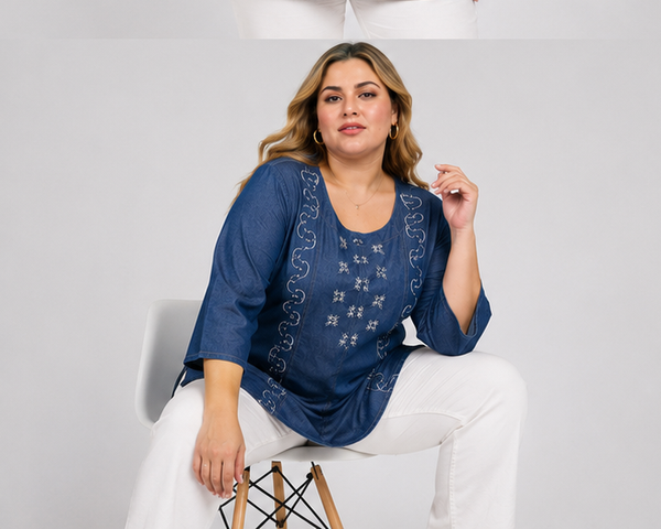Buy Plus Size Denim Tunic Top for Women Trendy Casual Wear - PRAVtown