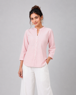 Load image into Gallery viewer, Buy Stylish Soft Pink Striped Formal Wear Shirt for Women - PRAVtown