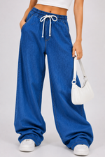 Load image into Gallery viewer, Drawstring Wide Leg Baggy Jeans