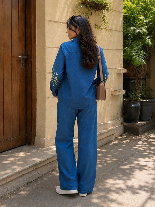 Women’s Denim Coord Set Back View - Pravtown