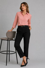 Load image into Gallery viewer, Dusty Rose Office Wear Shirt for Women with Smart Collared - PRAVtown