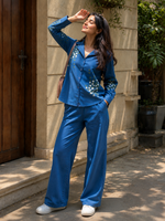 Load image into Gallery viewer, Buy Floral Embroidered Denim CoOrd Set - Pravtown