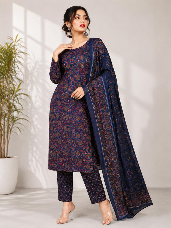 Floral Print Ethnic Kurta Pant Dupatta Set - PRAVtown