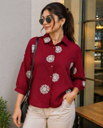 Load image into Gallery viewer, Maroon Button-Down Shirt Elegant Daily Wear