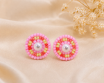 Load image into Gallery viewer, Pink Beaded Handmade Pearl Stud Earrings - PRAVtown