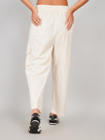 Load image into Gallery viewer, Cream Cotton Relaxed Fit Women’s Utility Cargo Pants