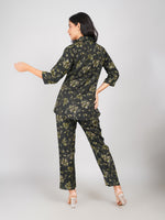Load image into Gallery viewer, Floral Printed Top & Pant Co-ord Set for Women (Olive Green)