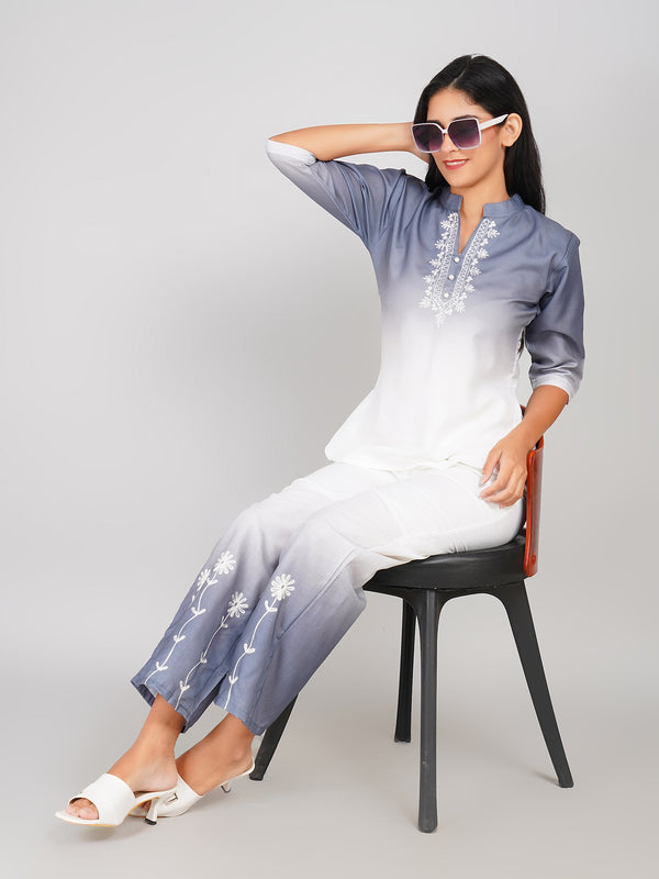 Ombre Double Shade Co-ord Set (Waterloo & Mauve White)