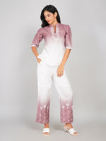 Load image into Gallery viewer, Ombre Double Shade Co-ord Set (Mauve White & Carey’s Pink)