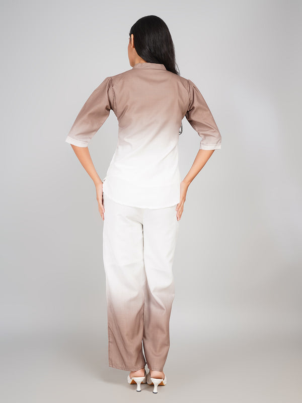 Ombre Double Shade Co-ord Set (Quicksand & Mauve White)