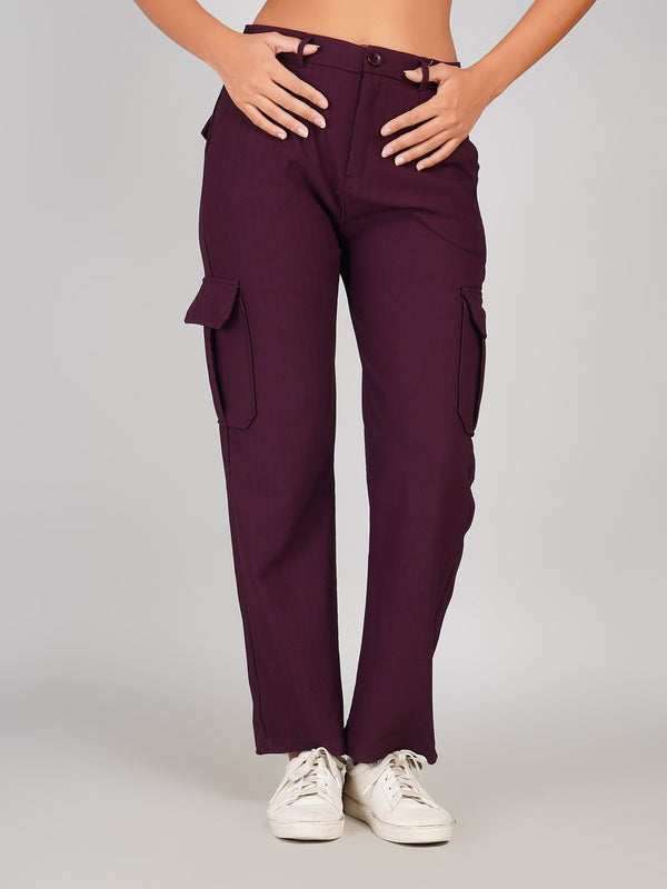 Casual Trouser Cargo Pants (Deep Wine)