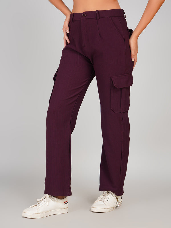 Casual Trouser Cargo Pants (Deep Wine)