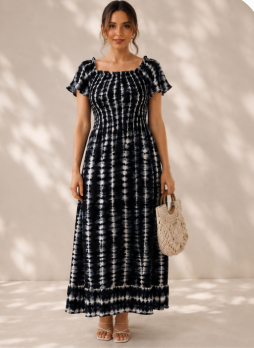 Black & White Tie-Dye Maxi Dress – PRAVtown