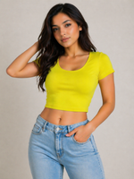 Load image into Gallery viewer, Shop Lime Yellow Criss-Cross Back Crop Top