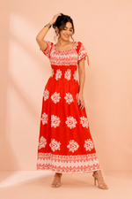 Load image into Gallery viewer, Shop Trendy Orange Floral Print Maxi Dress for Women - PRAVtown