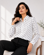 Load image into Gallery viewer, Shop White Polka Dot Formal Shirt - PRAVtown