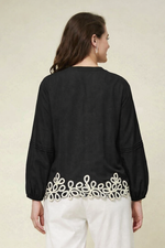 Load image into Gallery viewer, Shop black lace hem top for women casual wear