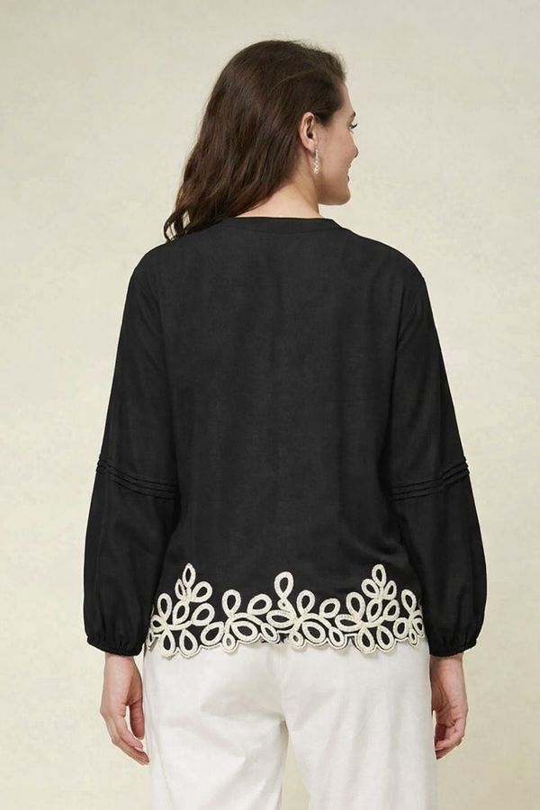 Shop black lace hem top for women casual wear
