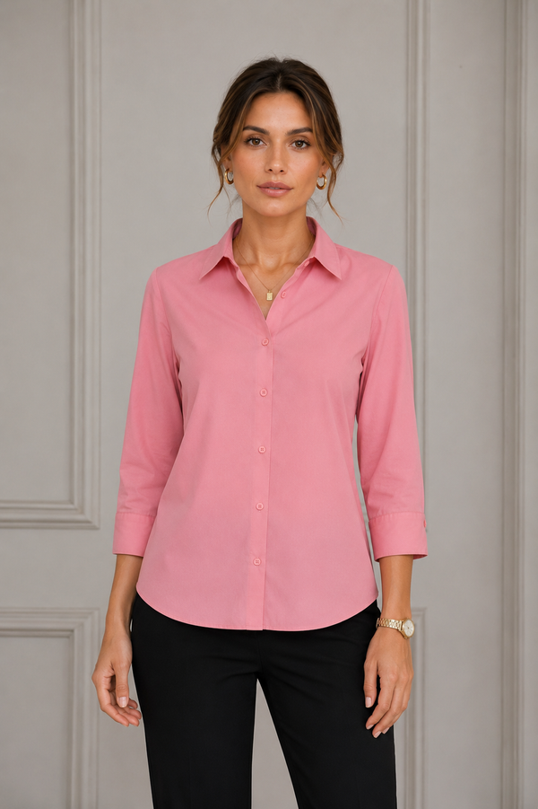 Strawberry Pink Formal Collared Shirt for Women - PRAVtown