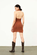 Load image into Gallery viewer, Stylish brown bodycon mini dress for party and club wear