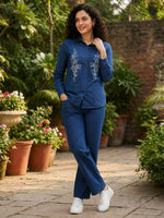 Load image into Gallery viewer, Stylish dark blue denim coord set outfit