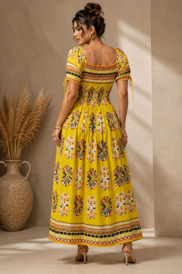 Stylish yellow maxi dress for summer outings