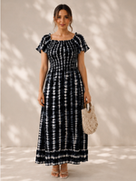 Load image into Gallery viewer, Tie Dye Smocked Maxi Dress for Women Buy Online for Beach, Outing & Summer Style - PRAVtown