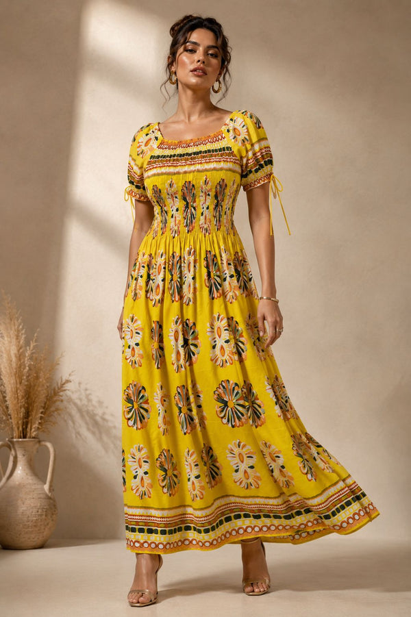 Trendy floral print maxi dress for women