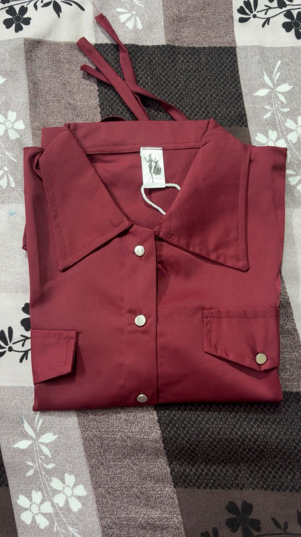 Puff Sleeve Button-Down Shirt with Tie Detail