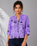 Load image into Gallery viewer, Women's Lavender Abstract Print Shirt Top - PRAVtown