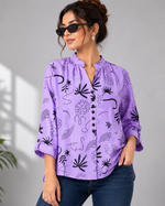 Load image into Gallery viewer, Women's Lavender Printed Casual Shirt - PRAVtown
