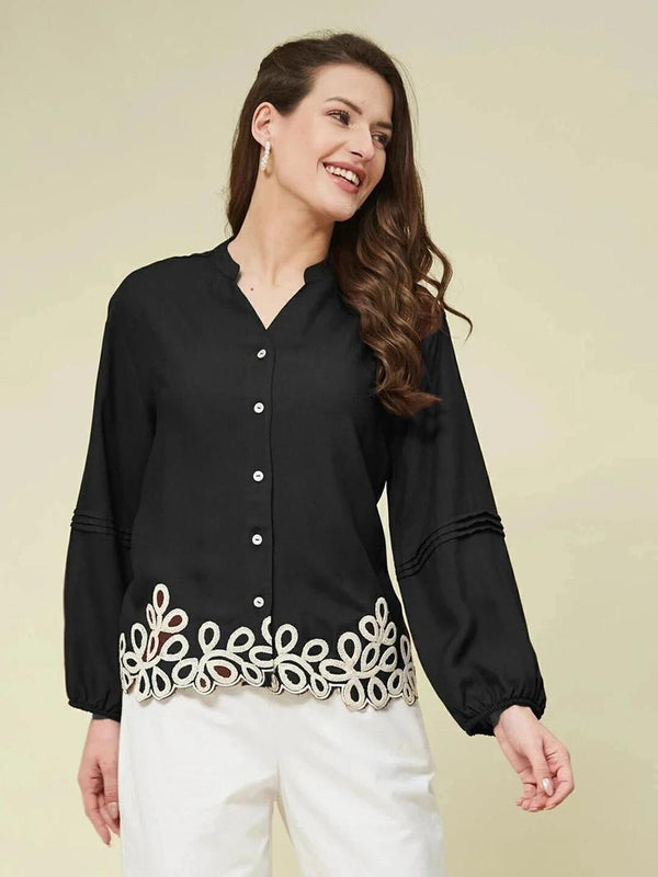 Women’s black puff sleeve top buy online