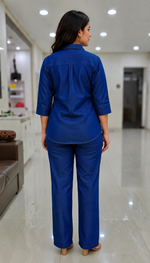 Load image into Gallery viewer, Women’s casual denim shirt pant coord set