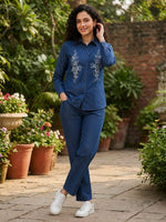Load image into Gallery viewer, Women’s denim shirt and pant coord set