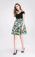 Load image into Gallery viewer, black top floral skirt dress for women