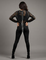Load image into Gallery viewer, elegant black lace full sleeve top women