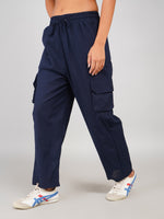 Load image into Gallery viewer, navy blue cargo pants for women