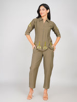 Load image into Gallery viewer, olive green co ord set for women