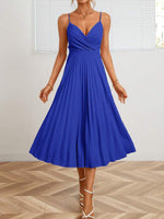 Load image into Gallery viewer, royal blue pleated midi dress for women