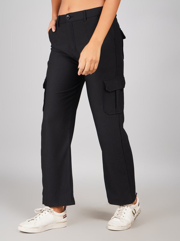 trendy black cargo pants women street style