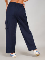 Load image into Gallery viewer, trendy navy cargo pants women street style