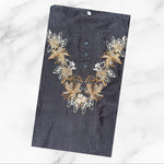Load image into Gallery viewer, Tunic Top with Gold and White Floral Embroidery Neckline